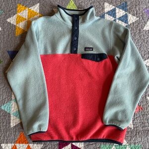 Patagonia Synchilla Girls Coral and Blue Fleece